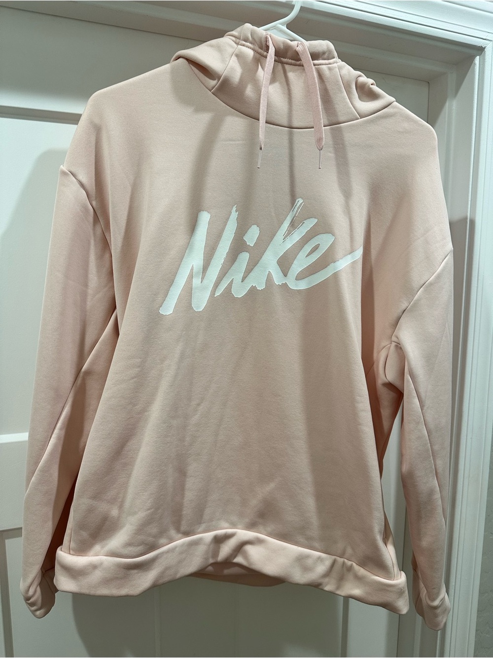 Nike Women’s Blush Pink Script Logo Hoodie Sweater